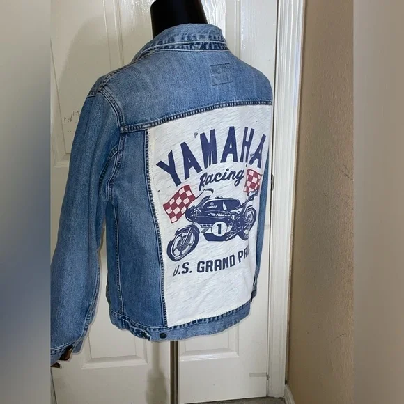 Unisex Gap Denim Gap Customized , Medium Wash Denim Icon Jean Jacket, Sz Large  - Picture 3 of 16